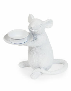 White mouse tea light holder