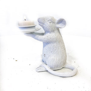 White mouse tea light holder