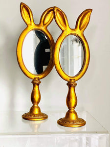 Antique gold rabbit ears mirror
